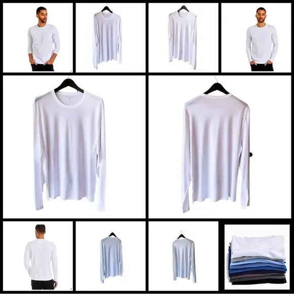 Mott & Bow Men’s ’Driggs’ Long-Sleeve Crewneck T-Shirt. Classic White. XL. New - Picture 10 of 10